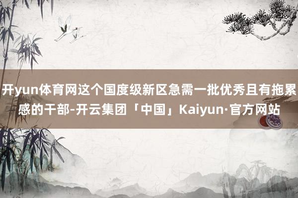 开yun体育网这个国度级新区急需一批优秀且有拖累感的干部-开云集团「中国」Kaiyun·官方网站
