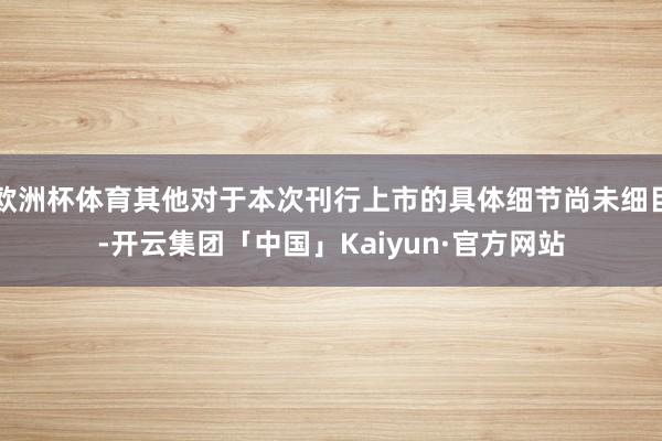 欧洲杯体育其他对于本次刊行上市的具体细节尚未细目-开云集团「中国」Kaiyun·官方网站