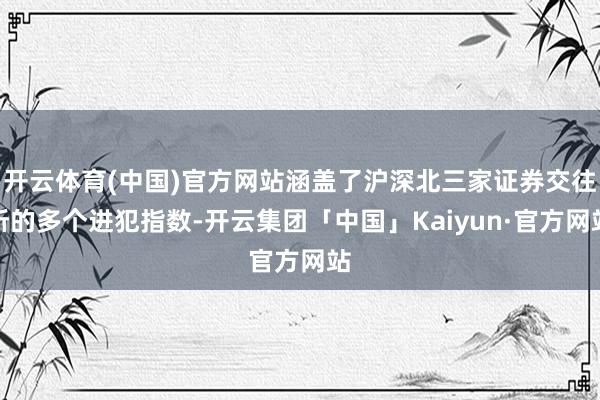 开云体育(中国)官方网站涵盖了沪深北三家证券交往所的多个进犯指数-开云集团「中国」Kaiyun·官方网站