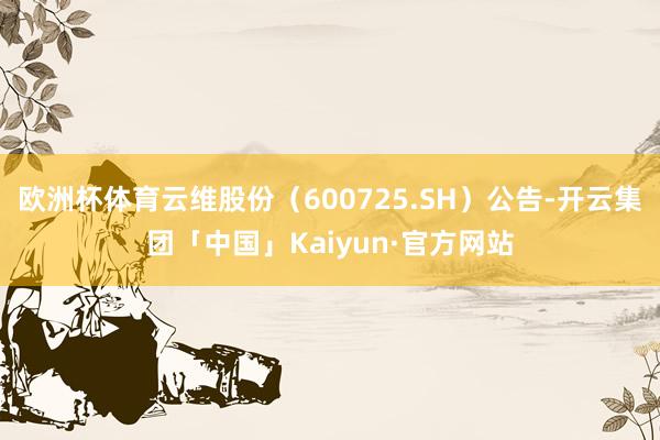 欧洲杯体育云维股份（600725.SH）公告-开云集团「中国」Kaiyun·官方网站