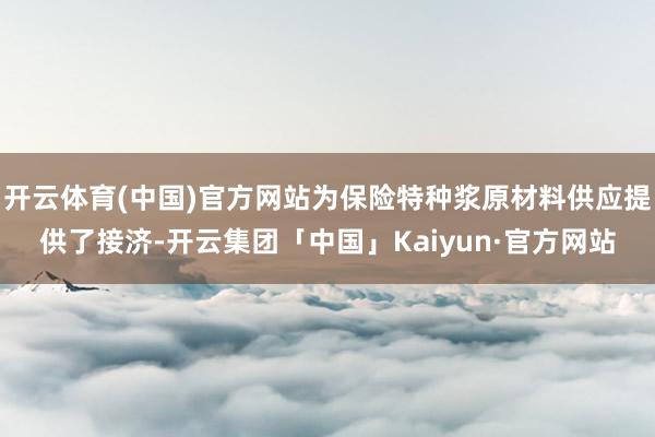 开云体育(中国)官方网站为保险特种浆原材料供应提供了接济-开云集团「中国」Kaiyun·官方网站