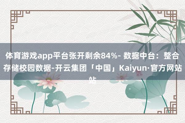 体育游戏app平台张开剩余84%- 数据中台：整合存储校园数据-开云集团「中国」Kaiyun·官方网站