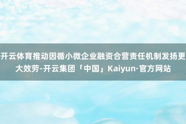 开云体育推动因循小微企业融资合营责任机制发扬更大效劳-开云集团「中国」Kaiyun·官方网站