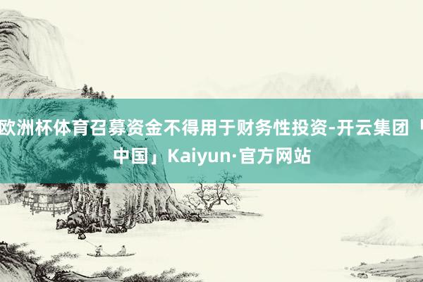 欧洲杯体育召募资金不得用于财务性投资-开云集团「中国」Kaiyun·官方网站