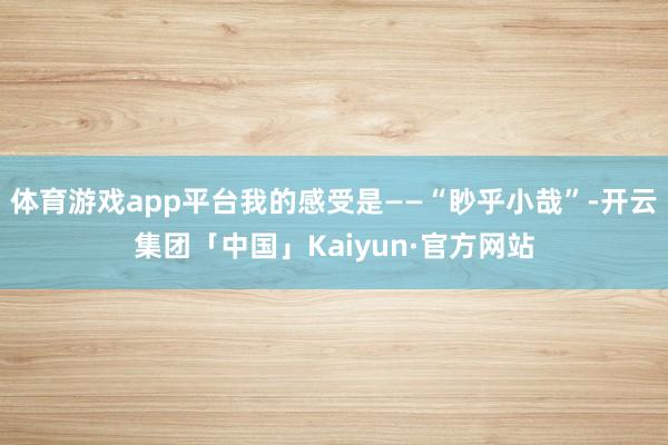 体育游戏app平台我的感受是——“眇乎小哉”-开云集团「中国」Kaiyun·官方网站