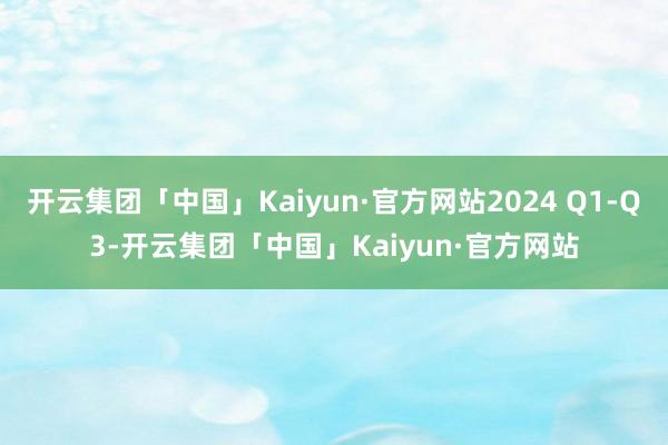 开云集团「中国」Kaiyun·官方网站2024 Q1-Q3-开云集团「中国」Kaiyun·官方网站