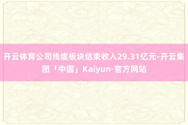 开云体育公司线缆板块结束收入29.31亿元-开云集团「中国」Kaiyun·官方网站